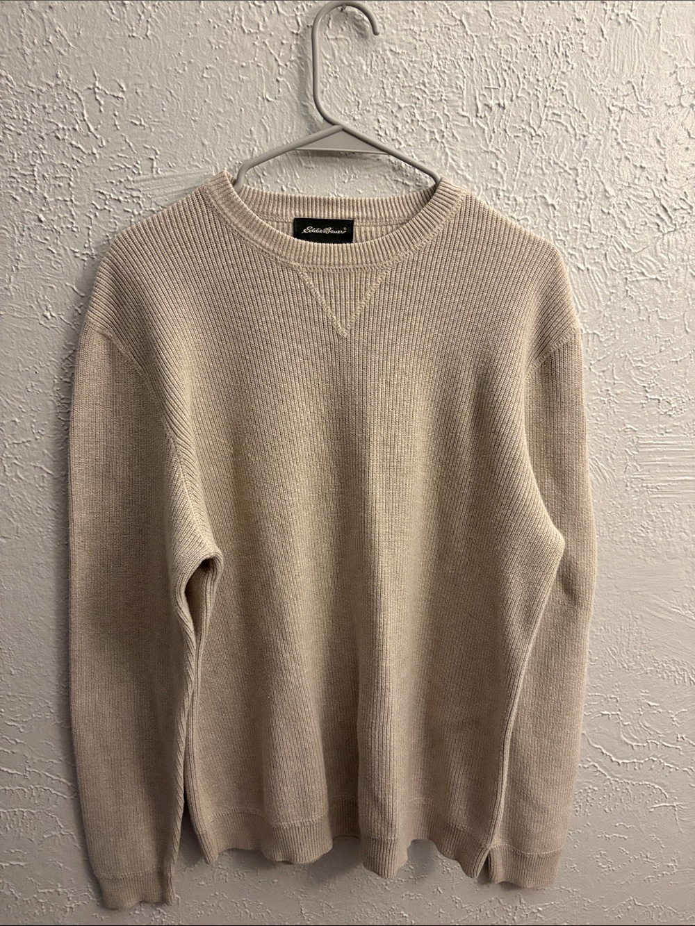 Eddie Bauer Men’s Beige Crewneck Knit Sweater